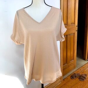 NWOT Waffle Knit Top with Crochet Back Detail